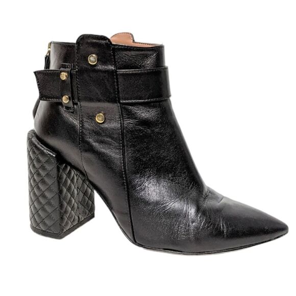 BCBGMAXAZRIA Jarod Leather Quilted Block Heel Booties 39 - Picture 10 of 10